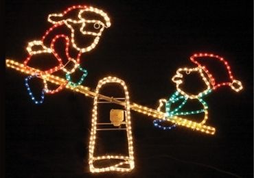 snowman on seesaw rope light silhouette